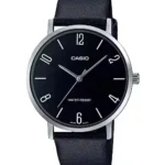 Casio MTP-VT01L-1B2 price in Pakistan minimal black dial silver tone men's analog watch with black leather band