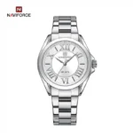 NAVIFORCE NF5037 Silver White price in Pakistan - women's silver steel watch with white Roman numeral dial