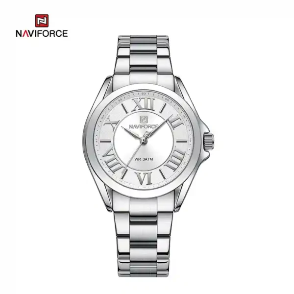 NAVIFORCE NF5037 Silver White price in Pakistan - women's silver steel watch with white Roman numeral dial