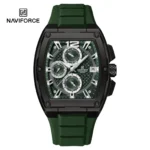 NAVIFORCE NF8050 price in Pakistan - black tonneau chronograph men's watch with silicone strap