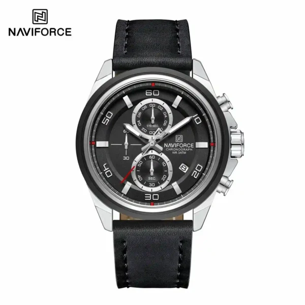 NAVIFORCE NF8075 price in Pakistan - men's military-inspired quartz chronograph watch with leather strap