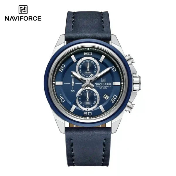 NAVIFORCE NF8075 price in Pakistan - men's military-inspired quartz chronograph watch with leather strap