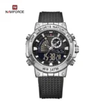NAVIFORCE NF9219 Silver Black price in Pakistan - dual display sports watch with black TPU strap