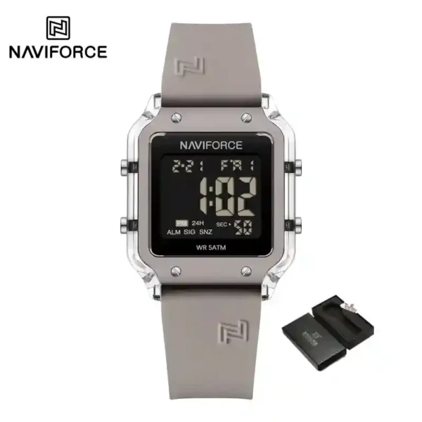 NAVIFORCE NF6105 price in Pakistan - square digital LCD women's watch with silicone strap