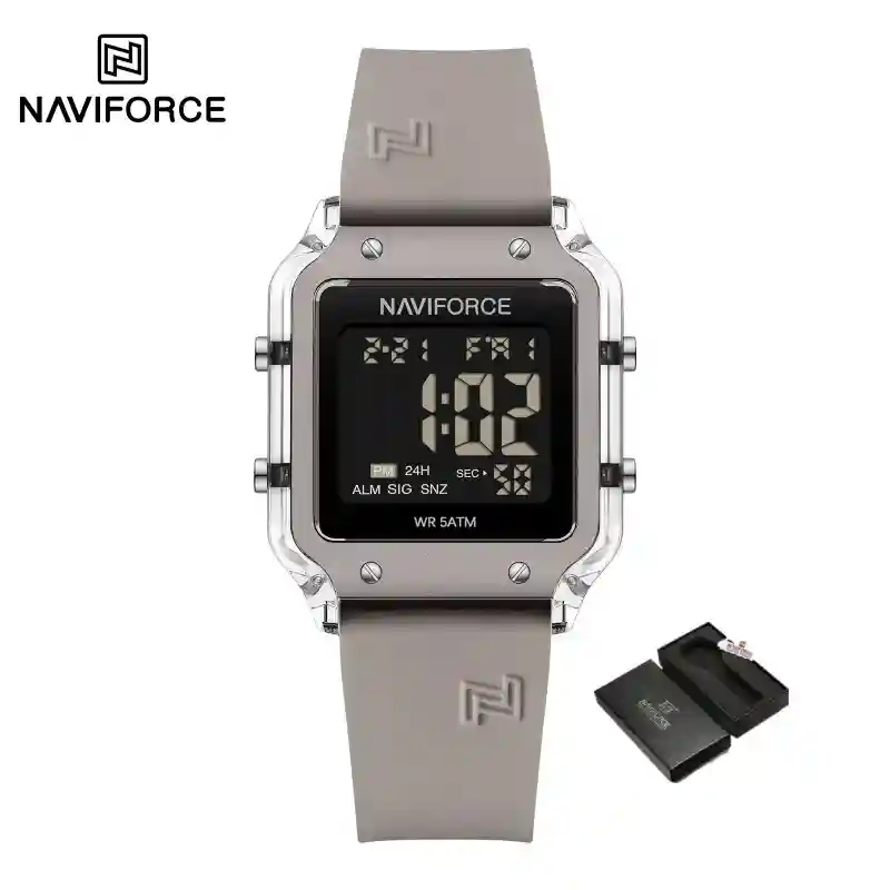 NF6105 NAVIFORCE NF6105 price in Pakistan - square digital LCD women's watch with silicone strap