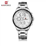 NAVIFORCE NF9089S White Dial price in Pakistan - men's silver steel watch with black bezel