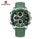 NAVIFORCE NF9197L price in Pakistan - green dial dual display men's watch with leather strap