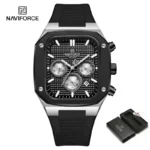 NAVIFORCE NF8037 Rose Gold price in Pakistan - square black dial chronograph men's watch with silicone strap