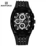 NAVIFORCE NF7105 price in Pakistan - black transparent tonneau chronograph watch for men