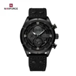 NAVIFORCE NF8045 All Black price in Pakistan - black leather strap chronograph men's watch