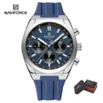 NAVIFORCE NF8080 Silver Blue price in Pakistan - blue dial chronograph men's watch with silicone strap