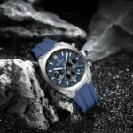 NAVIFORCE NF8080 Silver Blue Quartz Chronograph Silicone Watch for Men - Image 3