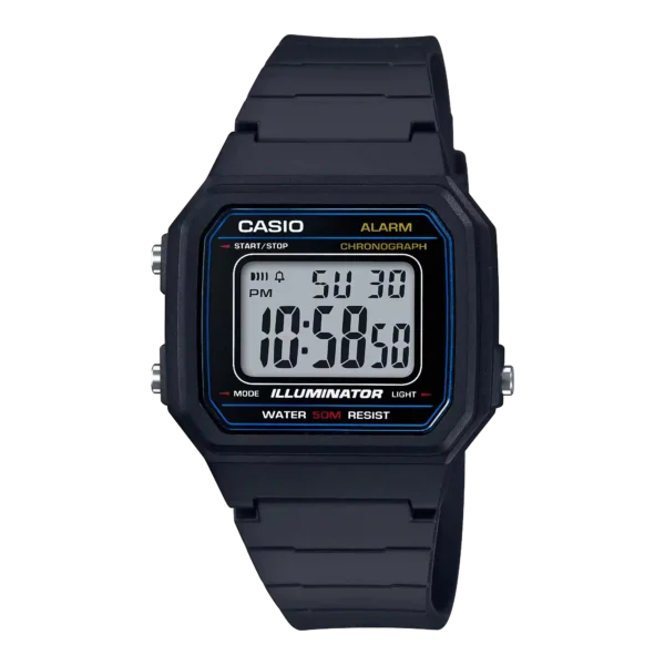 Casio W-217H-1AV price in Pakistan black digital Illuminator watch with LED backlight and resin band
