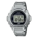 Casio W-219HD-1AV price in Pakistan silver tone digital Illuminator watch with stainless steel band