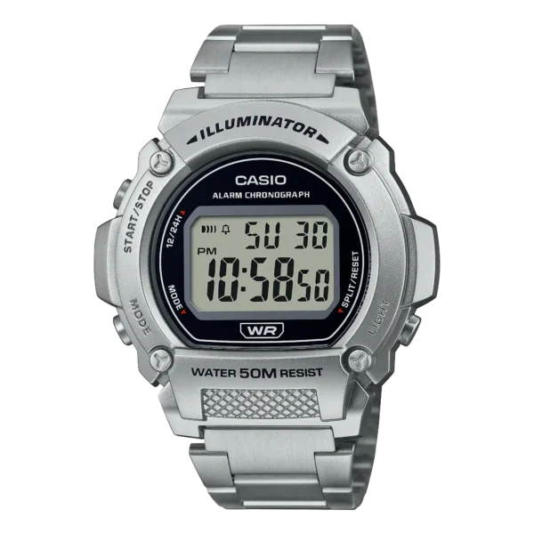 Casio W-219HD-1AV price in Pakistan silver tone digital Illuminator watch with stainless steel band
