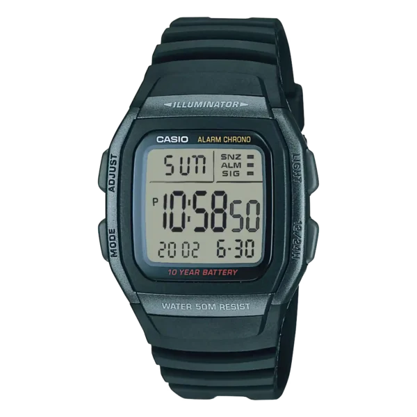 Casio W-96H-1BV price in Pakistan black digital Illuminator watch with 10 year battery and resin band
