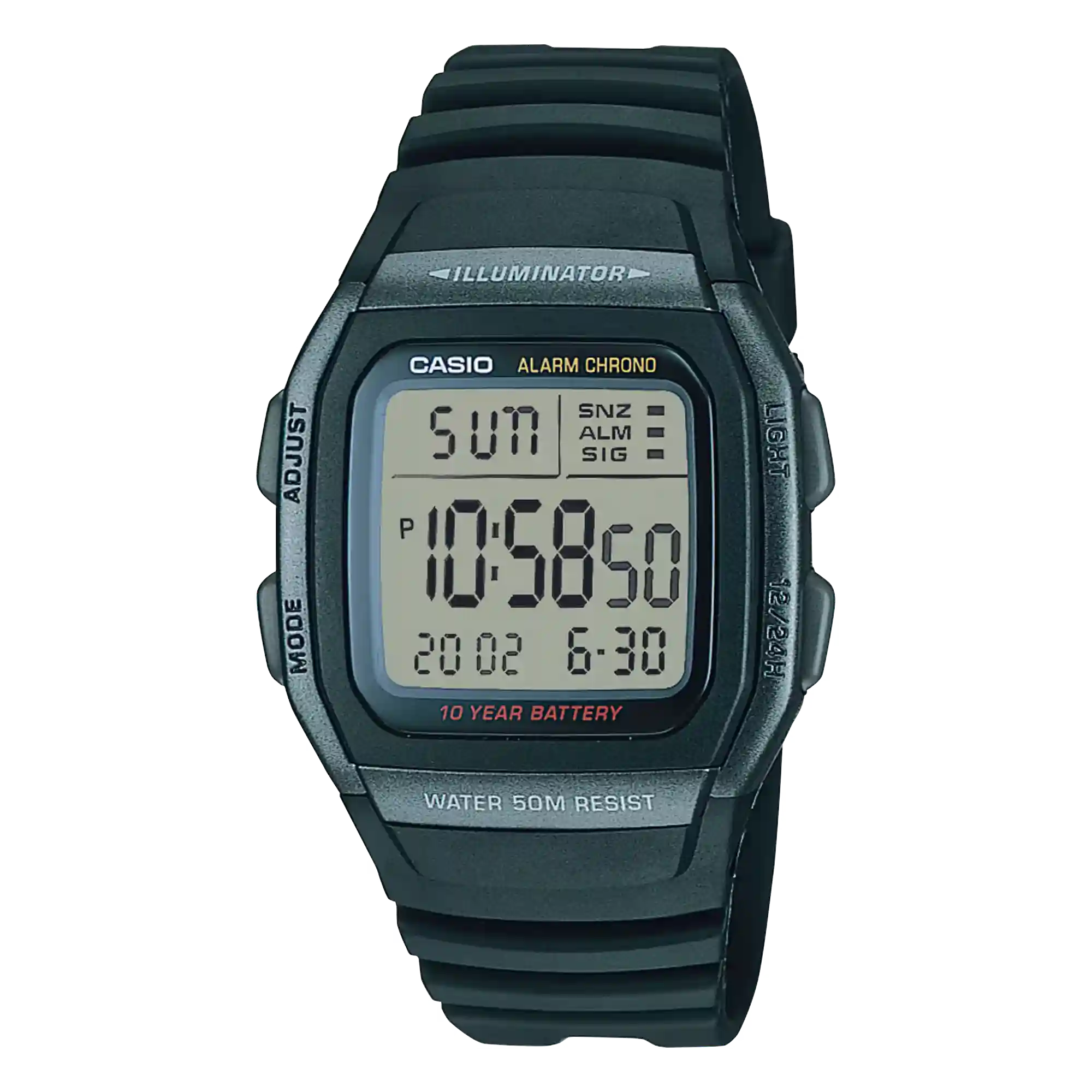 W-96H-1BV-PRICE-IN-PAKISTAN Casio W-96H-1BV price in Pakistan black digital Illuminator watch with 10 year battery and resin band