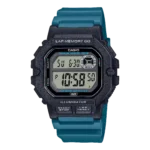 Casio WS-1400H-3AV price in Pakistan black digital running watch with teal blue resin band and 60 lap memory
